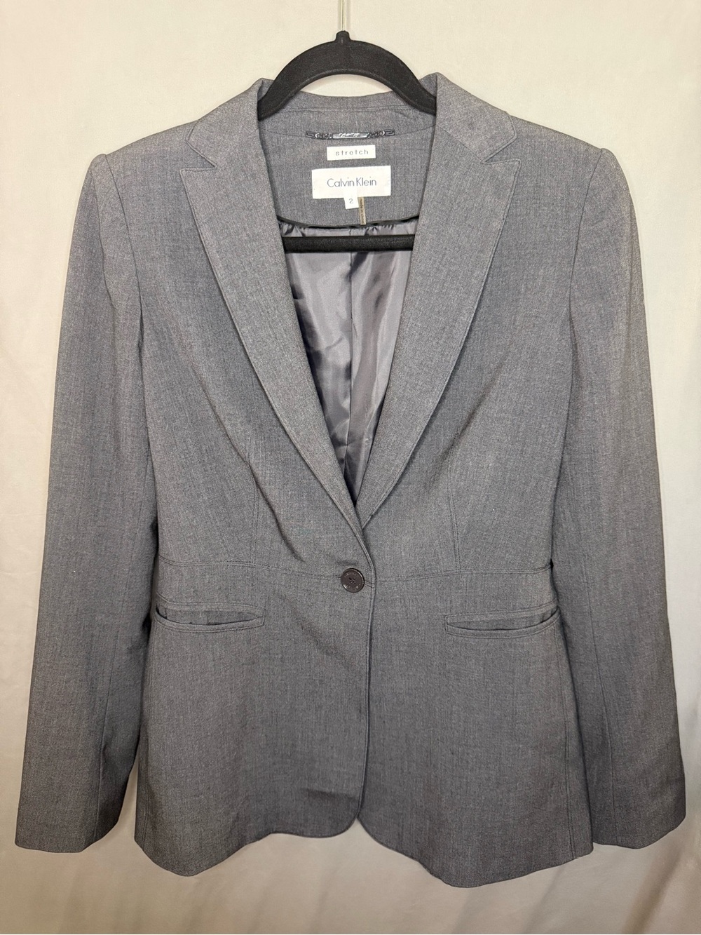 Calvin Klein Women's Light Gray Single-Button Blazer